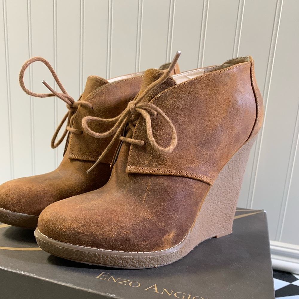 Enzo Angiolini lace up wedge booties